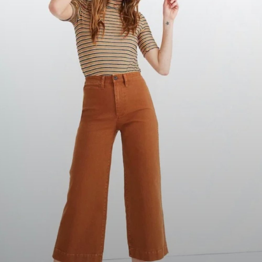Madewell Emmett Cropped Wide Leg Pant in Rust Size 31